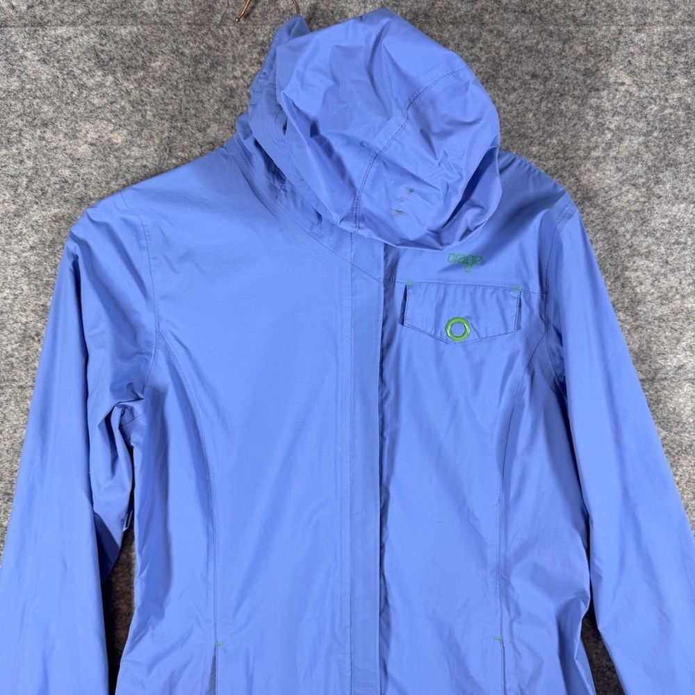 Orage Blue Hooded WaterproofJacket Size M Outdoor Rain Shell Coat Gorp Hiking - Picture 16 of 16